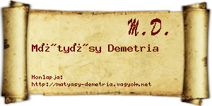Mátyásy Demetria névjegykártya